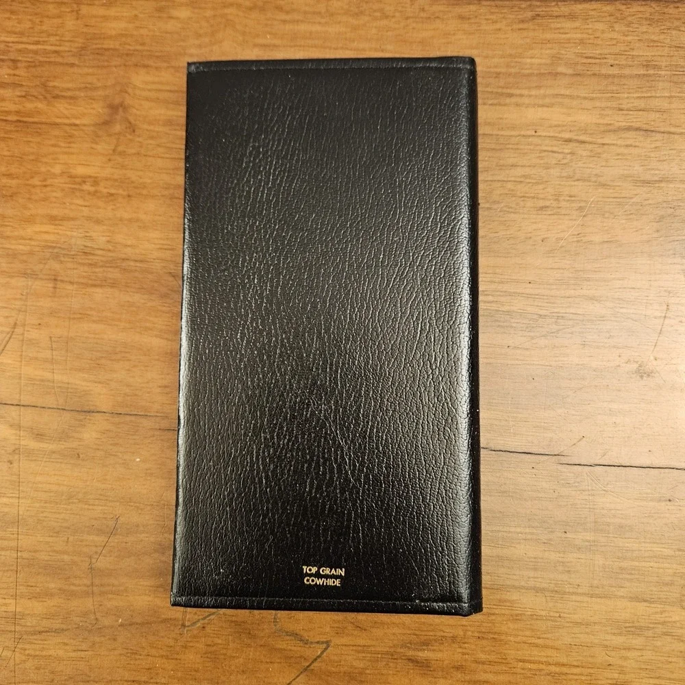 Vintage Robinson Reminder Black Leather Top Grain Cowhide‎ Memo Pad Notebook New